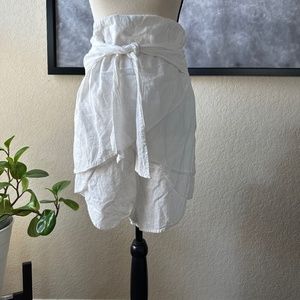 Polly High Waist Linen White Wrap  Skorts Size  US 10